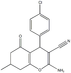 2-amino-4-(4-chlorophenyl)-7-methyl-5-oxo-5,6,7,8-tetrahydro-4H-chromene-3-carbonitrile Structure