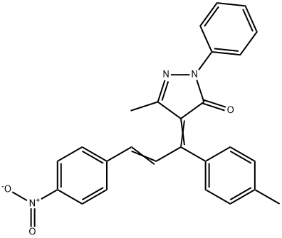 4-[3-{4-nitrophenyl}-1-(4-methylphenyl)-2-propenylidene]-5-methyl-2-phenyl-2,4-dihydro-3H-pyrazol-3-one 구조식 이미지