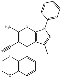 6-amino-4-(2,3-dimethoxyphenyl)-3-methyl-1-phenyl-1,4-dihydropyrano[2,3-c]pyrazole-5-carbonitrile 구조식 이미지