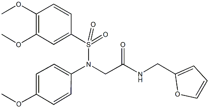 2-{{[3,4-bis(methyloxy)phenyl]sulfonyl}[4-(methyloxy)phenyl]amino}-N-(furan-2-ylmethyl)acetamide Structure