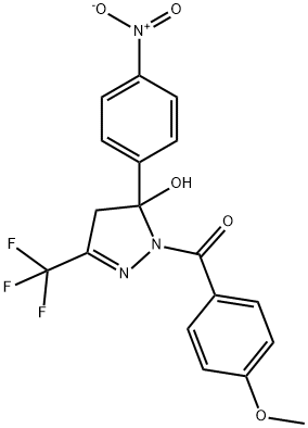 5-{4-nitrophenyl}-1-(4-methoxybenzoyl)-3-(trifluoromethyl)-4,5-dihydro-1H-pyrazol-5-ol 구조식 이미지