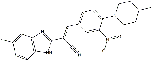 3-[3-nitro-4-(4-methyl-1-piperidinyl)phenyl]-2-(5-methyl-1H-benzimidazol-2-yl)acrylonitrile Structure