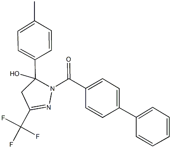 1-([1,1'-biphenyl]-4-ylcarbonyl)-5-(4-methylphenyl)-3-(trifluoromethyl)-4,5-dihydro-1H-pyrazol-5-ol Structure
