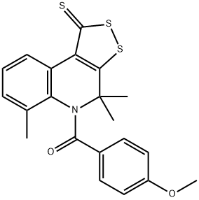 5-(4-methoxybenzoyl)-4,4,6-trimethyl-4,5-dihydro-1H-[1,2]dithiolo[3,4-c]quinoline-1-thione 구조식 이미지