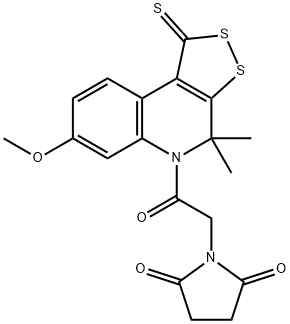 1-[2-(7-methoxy-4,4-dimethyl-1-thioxo-1,4-dihydro-5H-[1,2]dithiolo[3,4-c]quinolin-5-yl)-2-oxoethyl]-2,5-pyrrolidinedione 구조식 이미지