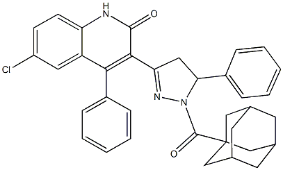 3-[1-(1-adamantylcarbonyl)-5-phenyl-4,5-dihydro-1H-pyrazol-3-yl]-6-chloro-4-phenyl-2(1H)-quinolinone 구조식 이미지