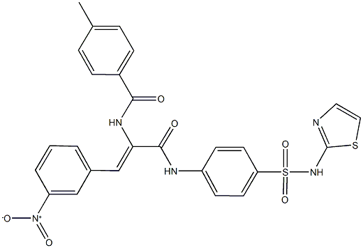 N-[2-{3-nitrophenyl}-1-({4-[(1,3-thiazol-2-ylamino)sulfonyl]anilino}carbonyl)vinyl]-4-methylbenzamide 구조식 이미지