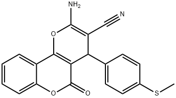 2-amino-4-[4-(methylsulfanyl)phenyl]-5-oxo-4H,5H-pyrano[3,2-c]chromene-3-carbonitrile 구조식 이미지