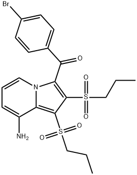 [8-amino-1,2-bis(propylsulfonyl)-3-indolizinyl](4-bromophenyl)methanone 구조식 이미지