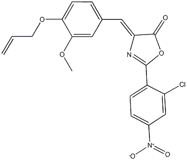 4-[4-(allyloxy)-3-methoxybenzylidene]-2-{2-chloro-4-nitrophenyl}-1,3-oxazol-5(4H)-one 구조식 이미지