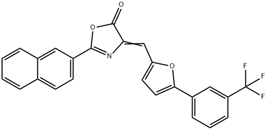 2-(2-naphthyl)-4-({5-[3-(trifluoromethyl)phenyl]-2-furyl}methylene)-1,3-oxazol-5(4H)-one 구조식 이미지