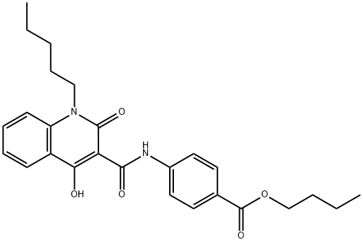 butyl 4-{[(4-hydroxy-2-oxo-1-pentyl-1,2-dihydroquinolin-3-yl)carbonyl]amino}benzoate 구조식 이미지