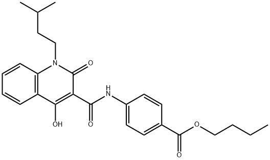 butyl 4-({[4-hydroxy-1-(3-methylbutyl)-2-oxo-1,2-dihydroquinolin-3-yl]carbonyl}amino)benzoate Structure