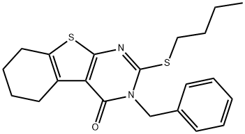 3-benzyl-2-(butylsulfanyl)-5,6,7,8-tetrahydro[1]benzothieno[2,3-d]pyrimidin-4(3H)-one 구조식 이미지