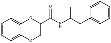 N-(1-methyl-2-phenylethyl)-2,3-dihydro-1,4-benzodioxine-2-carboxamide 구조식 이미지