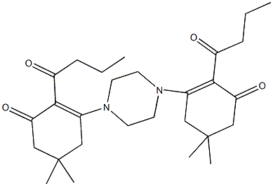 2-butyryl-3-[4-(2-butyryl-5,5-dimethyl-3-oxo-1-cyclohexen-1-yl)-1-piperazinyl]-5,5-dimethyl-2-cyclohexen-1-one 구조식 이미지