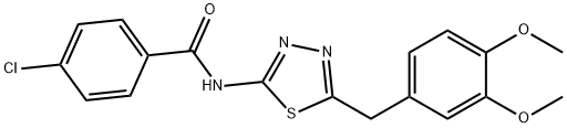 4-chloro-N-[5-(3,4-dimethoxybenzyl)-1,3,4-thiadiazol-2-yl]benzamide 구조식 이미지