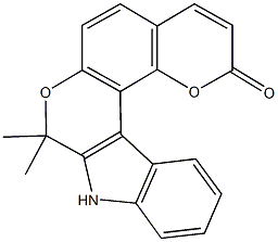 8,8-dimethyl-8,9-dihydro-2H-pyrano[2',3':5,6]chromeno[3,4-b]indol-2-one 구조식 이미지