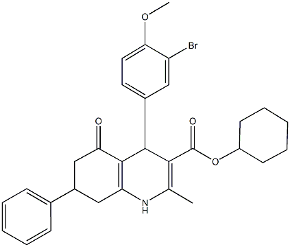 cyclohexyl 4-(3-bromo-4-methoxyphenyl)-2-methyl-5-oxo-7-phenyl-1,4,5,6,7,8-hexahydro-3-quinolinecarboxylate 구조식 이미지