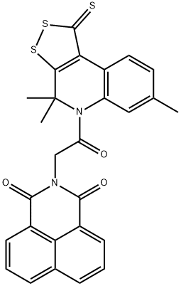 2-[2-oxo-2-(4,4,7-trimethyl-1-thioxo-1,4-dihydro-5H-[1,2]dithiolo[3,4-c]quinolin-5-yl)ethyl]-1H-benzo[de]isoquinoline-1,3(2H)-dione Structure