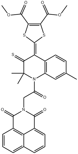 dimethyl 2-(1-[(1,3-dioxo-1H-benzo[de]isoquinolin-2(3H)-yl)acetyl]-2,2,7-trimethyl-3-thioxo-2,3-dihydro-4(1H)-quinolinylidene)-1,3-dithiole-4,5-dicarboxylate Structure