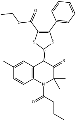 ethyl 2-(1-butyryl-2,2,6-trimethyl-3-thioxo-2,3-dihydro-4(1H)-quinolinylidene)-5-phenyl-1,3-dithiole-4-carboxylate Structure