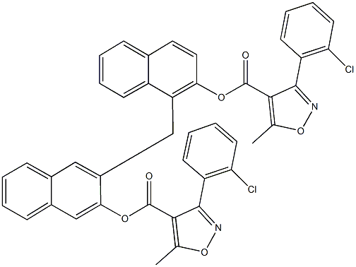 1-{[3-({[3-(2-chlorophenyl)-5-methyl-4-isoxazolyl]carbonyl}oxy)-2-naphthyl]methyl}-2-naphthyl 3-(2-chlorophenyl)-5-methyl-4-isoxazolecarboxylate Structure