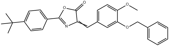 4-[3-(benzyloxy)-4-methoxybenzylidene]-2-(4-tert-butylphenyl)-1,3-oxazol-5(4H)-one 구조식 이미지