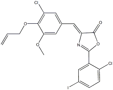 4-[4-(allyloxy)-3-chloro-5-methoxybenzylidene]-2-(2-chloro-5-iodophenyl)-1,3-oxazol-5(4H)-one 구조식 이미지