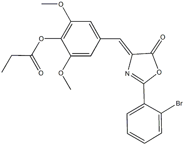 4-[(2-(2-bromophenyl)-5-oxo-1,3-oxazol-4(5H)-ylidene)methyl]-2,6-dimethoxyphenyl propionate 구조식 이미지