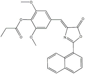 2,6-dimethoxy-4-[(2-(1-naphthyl)-5-oxo-1,3-oxazol-4(5H)-ylidene)methyl]phenyl propionate 구조식 이미지