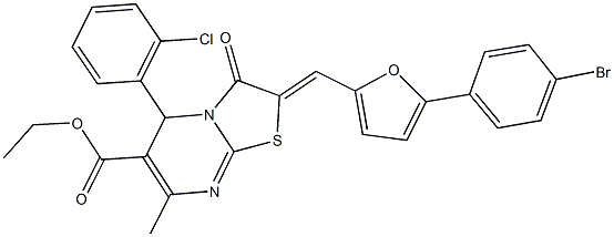 ethyl 2-{[5-(4-bromophenyl)-2-furyl]methylene}-5-(2-chlorophenyl)-7-methyl-3-oxo-2,3-dihydro-5H-[1,3]thiazolo[3,2-a]pyrimidine-6-carboxylate 구조식 이미지