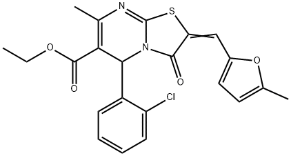 ethyl 5-(2-chlorophenyl)-7-methyl-2-[(5-methyl-2-furyl)methylene]-3-oxo-2,3-dihydro-5H-[1,3]thiazolo[3,2-a]pyrimidine-6-carboxylate 구조식 이미지