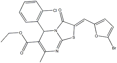 ethyl 2-[(5-bromo-2-furyl)methylene]-5-(2-chlorophenyl)-7-methyl-3-oxo-2,3-dihydro-5H-[1,3]thiazolo[3,2-a]pyrimidine-6-carboxylate Structure