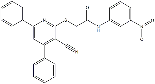 2-[(3-cyano-4,6-diphenyl-2-pyridinyl)sulfanyl]-N-(3-nitrophenyl)acetamide 구조식 이미지