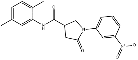 N-(2,5-dimethylphenyl)-1-{3-nitrophenyl}-5-oxo-3-pyrrolidinecarboxamide 구조식 이미지