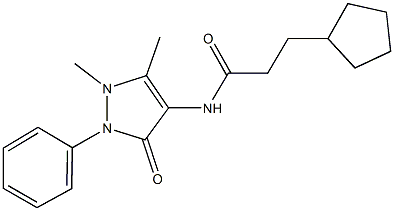 3-cyclopentyl-N-(1,5-dimethyl-3-oxo-2-phenyl-2,3-dihydro-1H-pyrazol-4-yl)propanamide 구조식 이미지