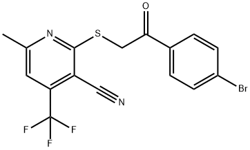 2-{[2-(4-bromophenyl)-2-oxoethyl]sulfanyl}-6-methyl-4-(trifluoromethyl)nicotinonitrile Structure