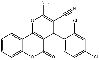 2-amino-4-(2,4-dichlorophenyl)-5-oxo-4H,5H-pyrano[3,2-c]chromene-3-carbonitrile 구조식 이미지