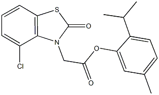 2-isopropyl-5-methylphenyl (4-chloro-2-oxo-1,3-benzothiazol-3(2H)-yl)acetate 구조식 이미지