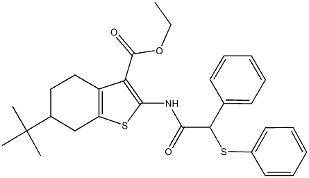 ethyl 6-tert-butyl-2-{[phenyl(phenylsulfanyl)acetyl]amino}-4,5,6,7-tetrahydro-1-benzothiophene-3-carboxylate Structure