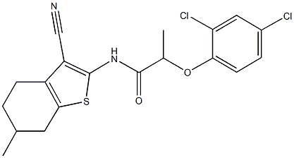 N-(3-cyano-6-methyl-4,5,6,7-tetrahydro-1-benzothien-2-yl)-2-(2,4-dichlorophenoxy)propanamide 구조식 이미지