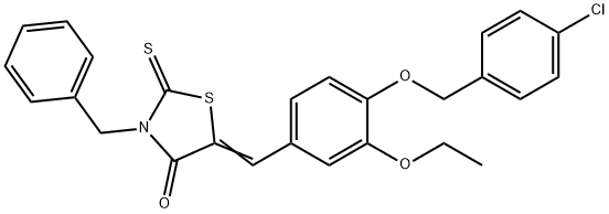 3-benzyl-5-{4-[(4-chlorobenzyl)oxy]-3-ethoxybenzylidene}-2-thioxo-1,3-thiazolidin-4-one Structure