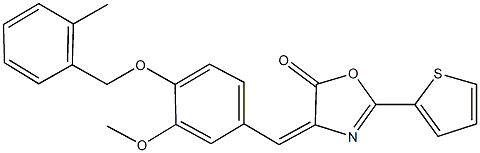 4-{3-methoxy-4-[(2-methylbenzyl)oxy]benzylidene}-2-(2-thienyl)-1,3-oxazol-5(4H)-one 구조식 이미지