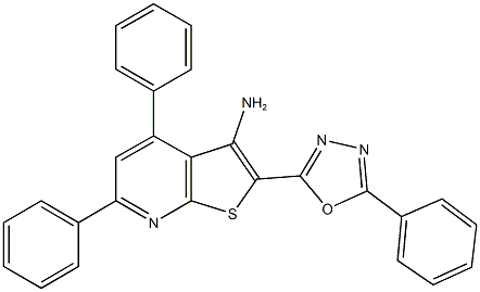 4,6-diphenyl-2-(5-phenyl-1,3,4-oxadiazol-2-yl)thieno[2,3-b]pyridin-3-ylamine Structure