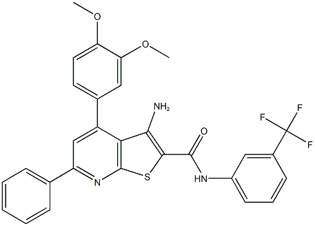 3-amino-4-(3,4-dimethoxyphenyl)-6-phenyl-N-[3-(trifluoromethyl)phenyl]thieno[2,3-b]pyridine-2-carboxamide Structure