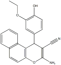 3-amino-1-(3-ethoxy-4-hydroxyphenyl)-1H-benzo[f]chromene-2-carbonitrile Structure