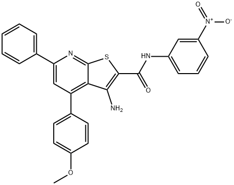 3-amino-N-{3-nitrophenyl}-4-(4-methoxyphenyl)-6-phenylthieno[2,3-b]pyridine-2-carboxamide Structure