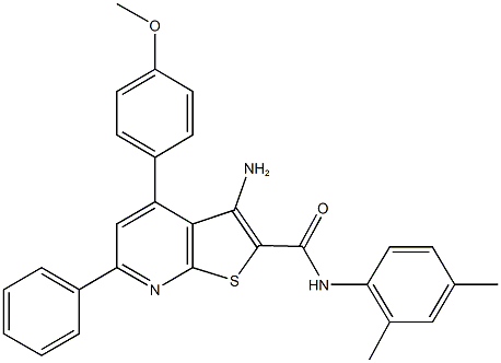 3-amino-N-(2,4-dimethylphenyl)-4-(4-methoxyphenyl)-6-phenylthieno[2,3-b]pyridine-2-carboxamide Structure