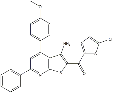 [3-amino-4-(4-methoxyphenyl)-6-phenylthieno[2,3-b]pyridin-2-yl](5-chloro-2-thienyl)methanone 구조식 이미지
